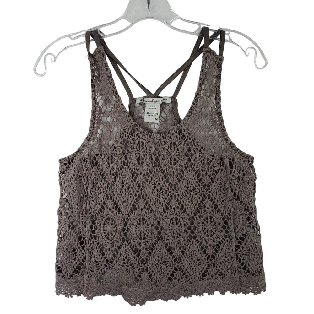 Crochet Lace Tank Top - Taupe
